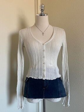 Aeropostale Cream Button Front Cardigan